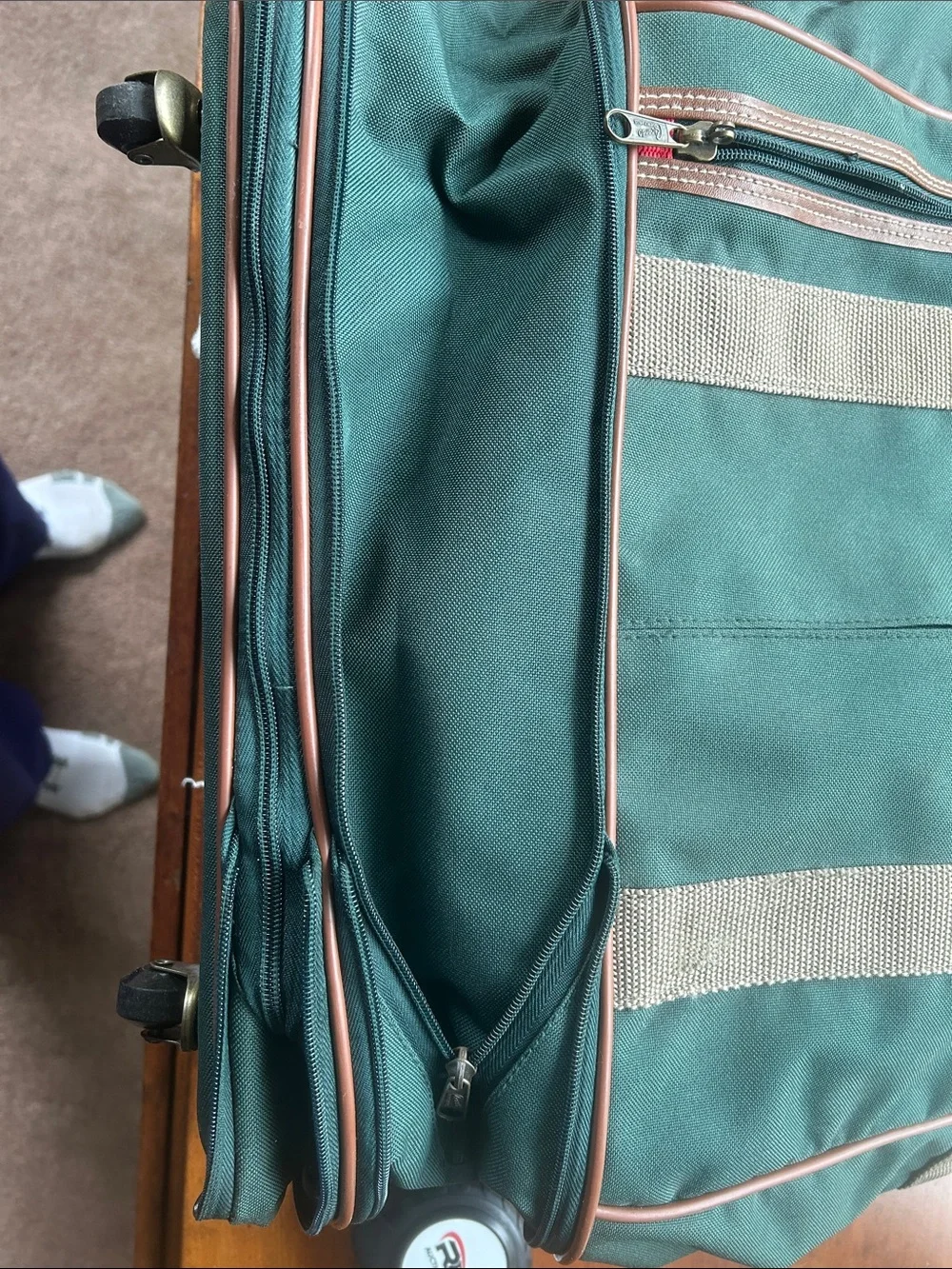 Green Canvas Duffel Bag with Brown Trim by Canvas & Co.